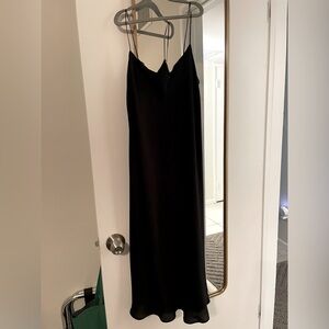Vince. Silk matte-black lined midi dress - worn once